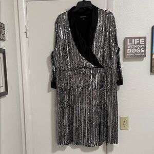 Woman’s Holiday Black and Silver Dress